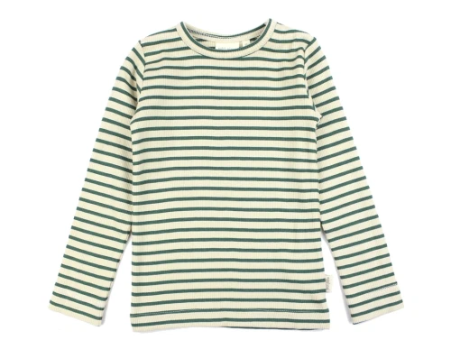 Petit Piao emerald green/dark off white stribet t-shirt modal